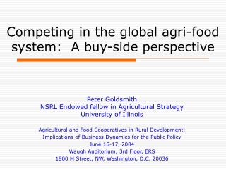 Competing in the global agri-food system: A buy-side perspective