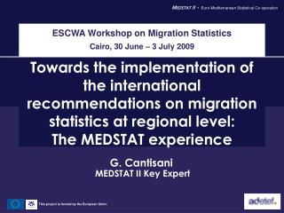 ESCWA Workshop on Migration Statistics Cairo, 30 June – 3 July 2009