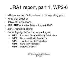 JRA1 report, part 1, WP2-6