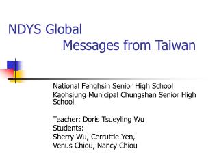 NDYS Global Messages from Taiwan