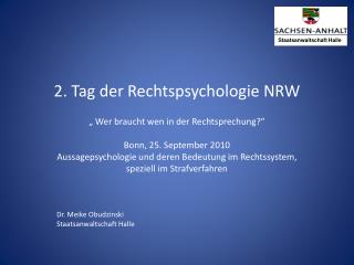 2. Tag der Rechtspsychologie NRW