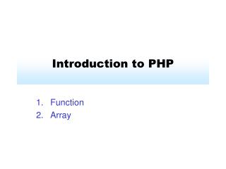 Introduction to PHP