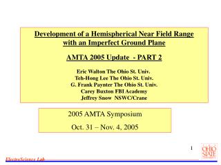 2005 AMTA Symposium Oct. 31 – Nov. 4, 2005