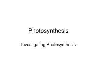 Photosynthesis