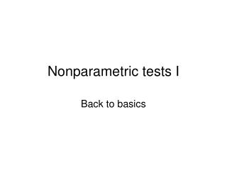 Nonparametric tests I
