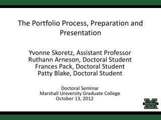 The Portfolio Process, Preparation and Presentation