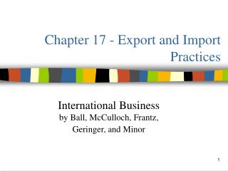 Chapter 17 - Export and Import Practices