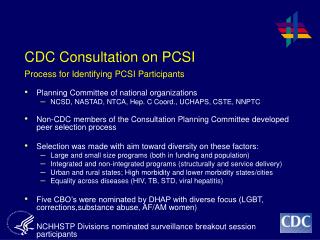 CDC Consultation on PCSI Process for Identifying PCSI Participants