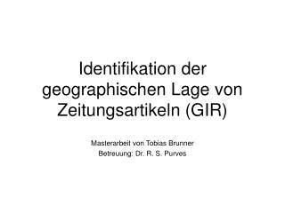 Identifikation der geographischen Lage von Zeitungsartikeln (GIR)