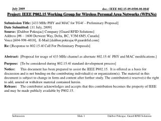 Project: IEEE P802.15 Working Group for Wireless Personal Area Networks (WPANs)