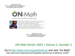 ON-Math Winter 2003 | Volume 2, Number 2