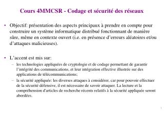 Cours 4MMCSR - Codage et sécurité des réseaux