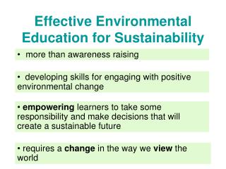 Effective Environmental Education for Sustainability