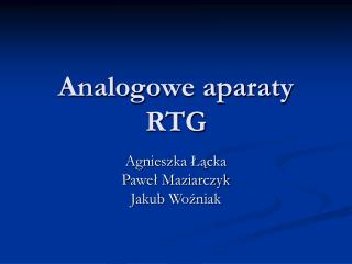 Analogowe aparaty RTG