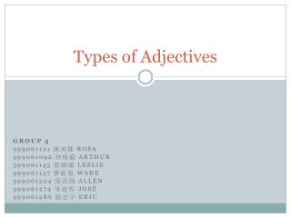 Types of Adjectives