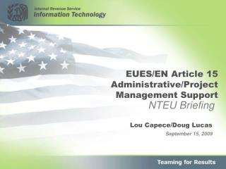 EUES/EN Article 15 Administrative/Project Management Support