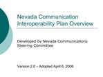 Nevada Communication Interoperability Plan Overview