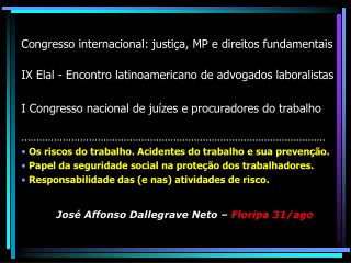 Congresso internacional: justiça, MP e direitos fundamentais