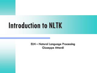 Introduction to NLTK