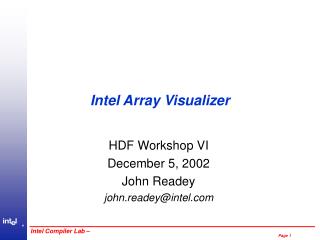 Intel Array Visualizer