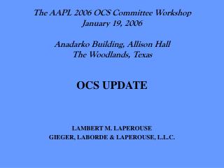 OCS UPDATE