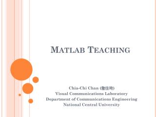 Matlab Teaching