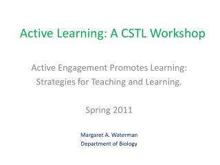 Active Learning: A CSTL Workshop