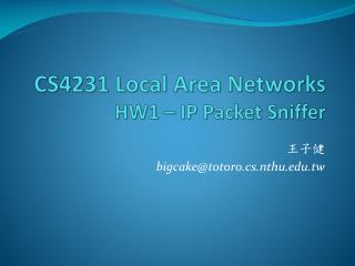 CS4231 Local Area Networks HW1 – IP Packet Sniffer