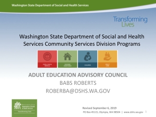 Washington State Department of Social and Health Services Community Services Division Programs
