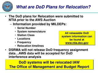 What are DoD Plans for Relocation?