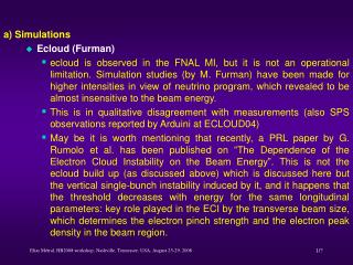 a) Simulations Ecloud (Furman)