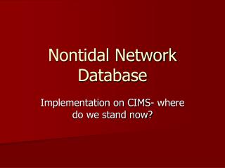 Nontidal Network Database