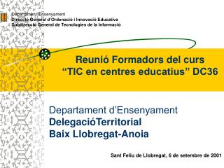 Departament 'Ensenyament Direcció General d’Ordenació i Innovació Educativa