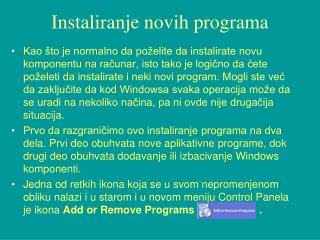 Instaliranje novih programa