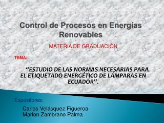 Control de Procesos en Energías Renovables