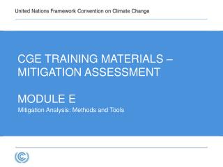 Cge TRAINING MATERIALs – MITIGATION ASSESSMENT Module E