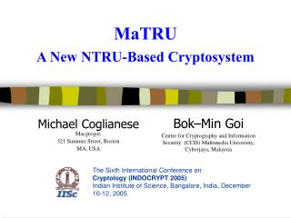 MaTRU A New NTRU-Based Cryptosystem