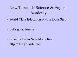 New Tabeenda Science &amp; English Academy
