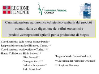 Caratterizzazione agronomica ed igienico-sanitaria dei prodotti