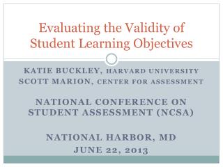 Evaluating the Validity of Student Learning Objectives