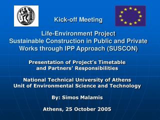 Presentation of Project’s Timetable and Partners’ Responsibilities