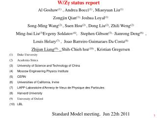 W/Z  status report