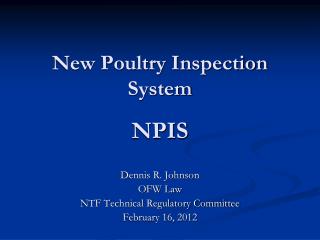 New Poultry Inspection System NPIS