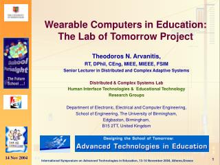 Wearable Computers in Education: The Lab of Tomorrow Project