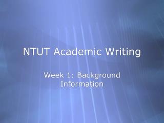 NTUT Academic Writing