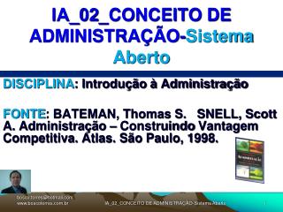 IA_02_CONCEITO DE ADMINISTRAÇÃO- Sistema Aberto