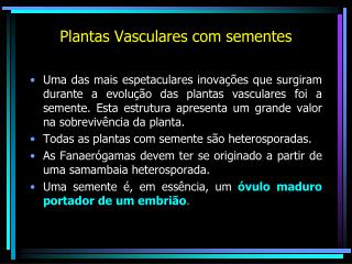 Plantas Vasculares com sementes