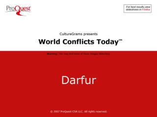Darfur is a desert region located in the far west of Sudan, the biggest country in Africa.