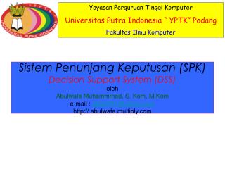 Yayasan Perguruan Tinggi Komputer Universitas Putra Indonesia “ YPTK” Padang
