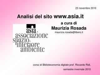 corso di Biblioteconomia digitale prof. Riccardo Ridi, semestre invernale 2010